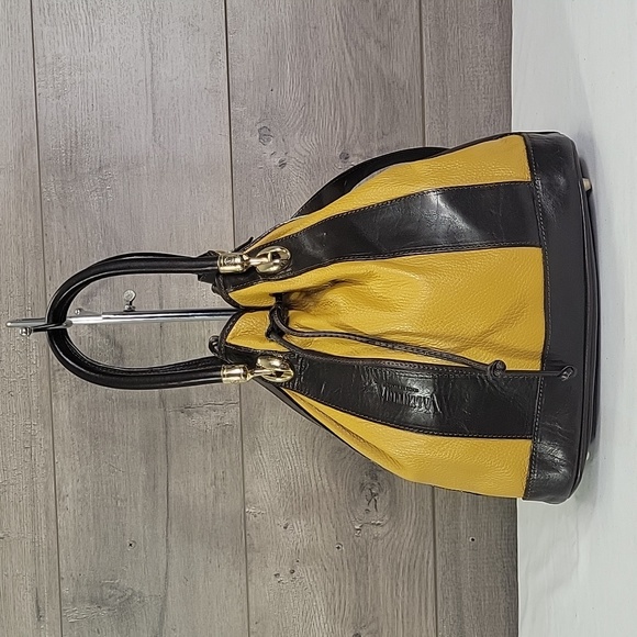 Valentina Bags Valentina Two Tone Pebble Leather Satchel Shoulder